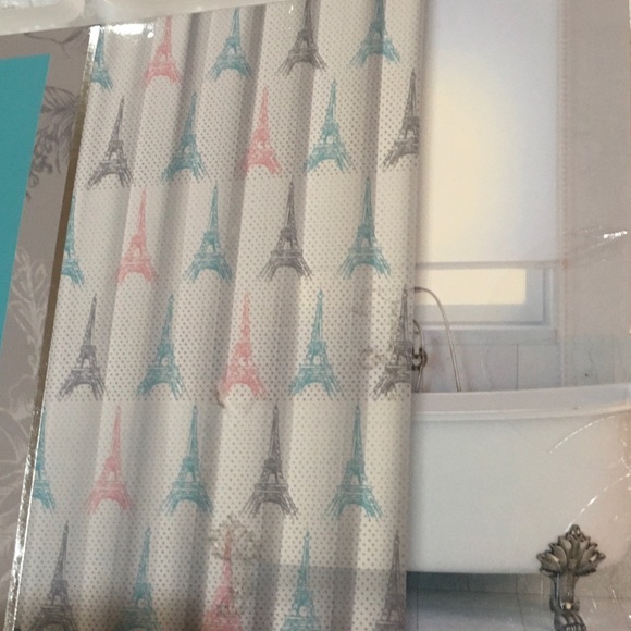Paris Shower Curtain Eiffel Tower PEVA Multi Color - Picture 2 of 4